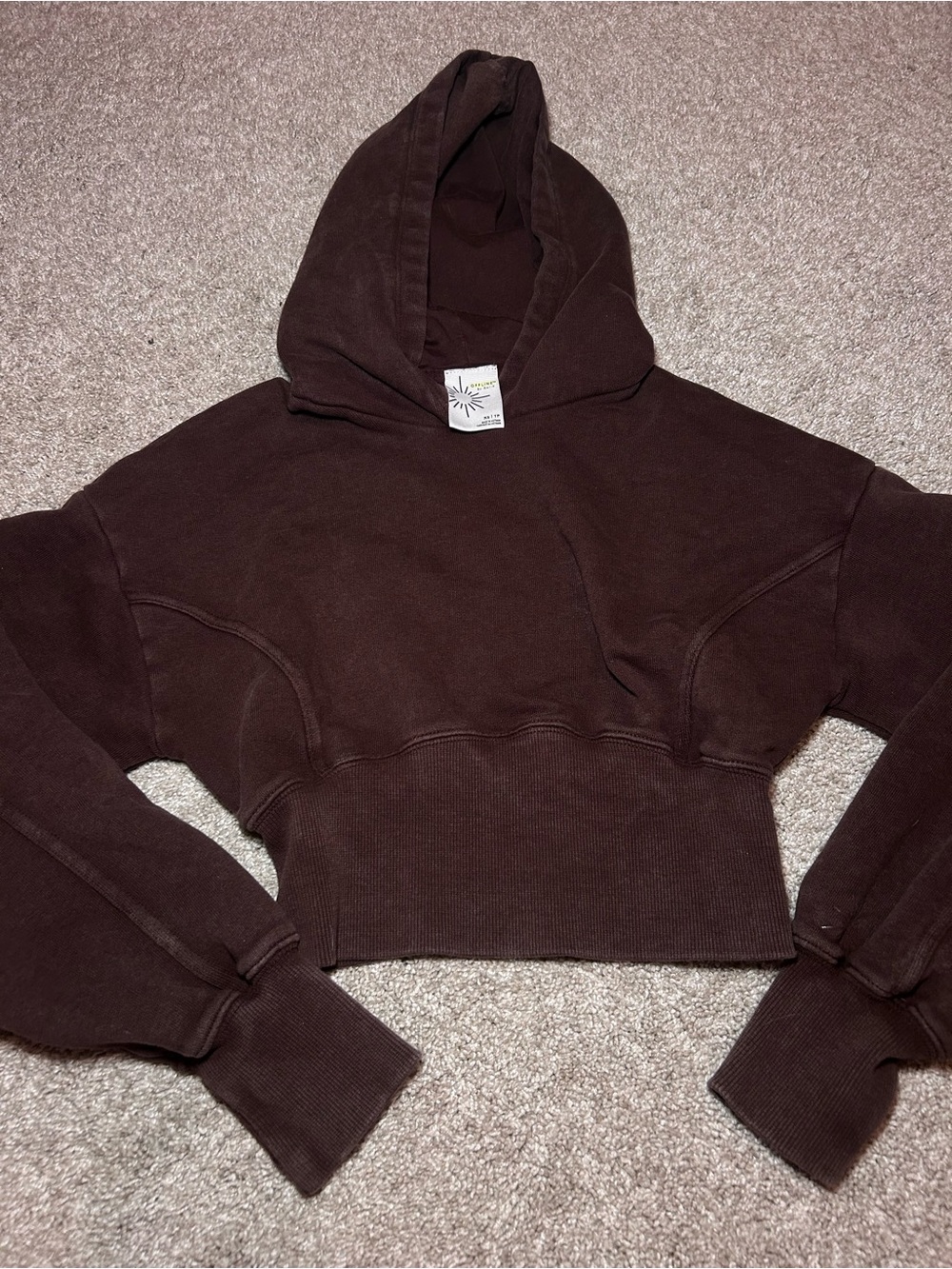 aerie Cropped Hooded Sweatshirt - Dark Brown